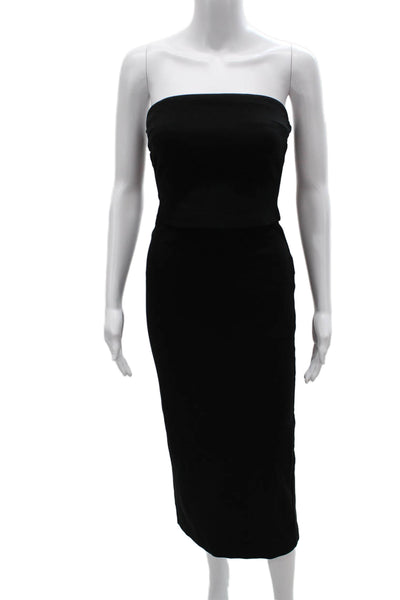 Zara Women Black Bodycon Pencil Midi Skirt Zip Solid Cotton Blend Size S