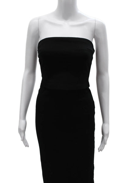 Zara Women Black Bodycon Pencil Midi Skirt Zip Solid Cotton Blend Size S