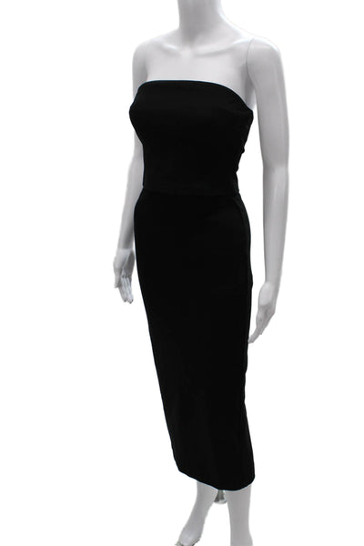 Zara Women Black Bodycon Pencil Midi Skirt Zip Solid Cotton Blend Size S