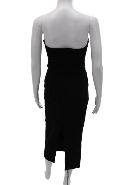 Zara Women Black Bodycon Pencil Midi Skirt Zip Solid Cotton Blend Size S