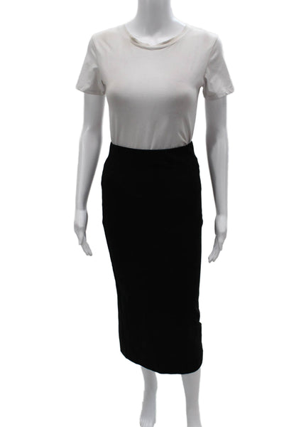 Zara Women Black Bodycon Pencil Midi Skirt Zip Solid Cotton Blend Size S