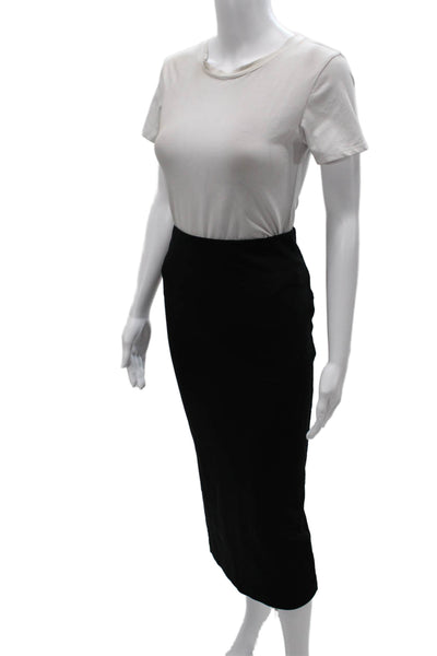 Zara Women Black Bodycon Pencil Midi Skirt Zip Solid Cotton Blend Size S