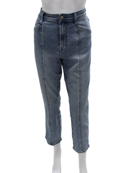 7 For All Mankind Womens Mom Cropped High Rise Blue Jeans Size 30