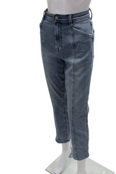 7 For All Mankind Womens Mom Cropped High Rise Blue Jeans Size 30