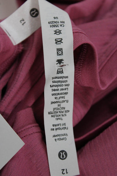 Lululemon Women Pink Square Neck Sleeveless Basic Tank Size 12