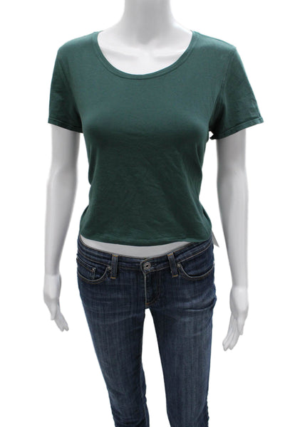 Lululemon Womens Cropped Basic T Shirt Green Short Sleeve Round Neck Size 8