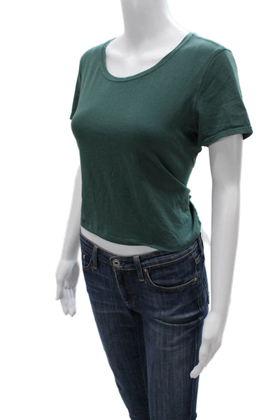 Lululemon Womens Cropped Basic T Shirt Green Short Sleeve Round Neck Size 8