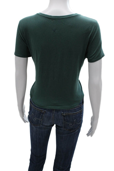 Lululemon Womens Cropped Basic T Shirt Green Short Sleeve Round Neck Size 8