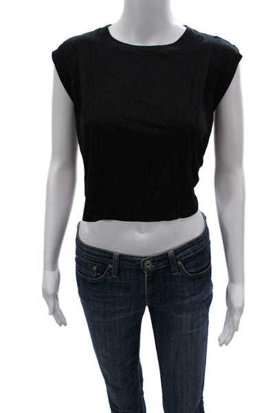 Lululemon Womens Cropped T-Shirt Black Crew Neck Sleeveless Size 8