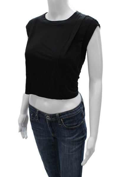 Lululemon Womens Cropped T-Shirt Black Crew Neck Sleeveless Size 8