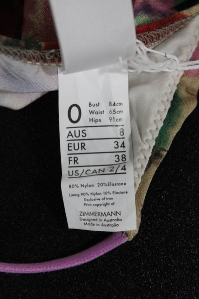 Zimmermann Women Floral Multicolor Nylon Bikini Bottoms Size 0