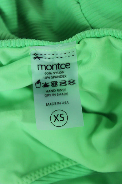 Montce Women Swim Bottoms Green Nylon Spandex Solid Beach Size XS