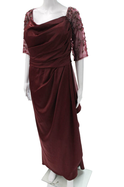 Marsoni Women Maxi Red 3/4 Sleeve Long Polyester Zip Dress Classic Plus Size 22