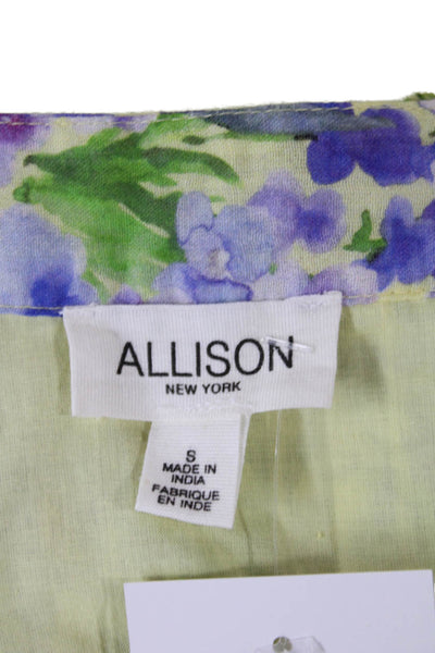 Allison Women A-Line Pleated Floral Cotton Skirt Green Size S