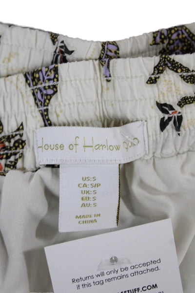 House of Harlow 1960 Womens Peasant Maxi Skirt White Cotton Floral Size S