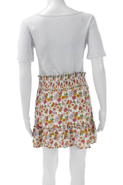 Nicole Miller Collection Womens Mini White Floral Silk Rayon Skirt Size S