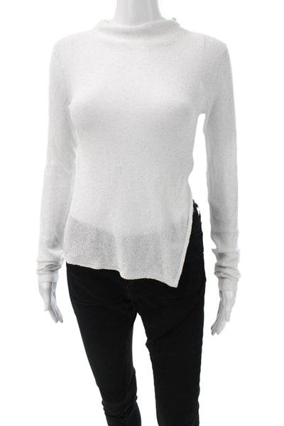 NBD Unisex White Mock Neck Long Sleeve Pullover Sweater Size S