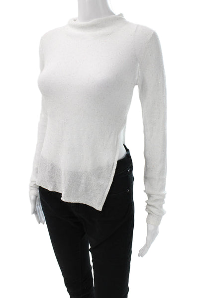 NBD Unisex White Mock Neck Long Sleeve Pullover Sweater Size S