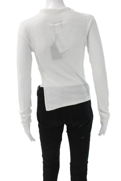 NBD Unisex White Mock Neck Long Sleeve Pullover Sweater Size S