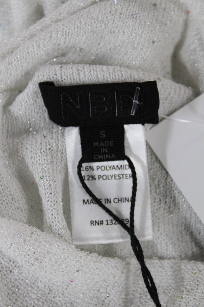 NBD Unisex White Mock Neck Long Sleeve Pullover Sweater Size S