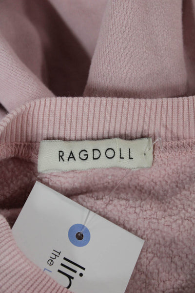Ragdoll Womens Pullover Sweatshirt Pink Crew Neck Graphic Size S