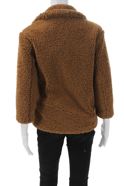 Apparis Women Brown Pea Coat Collared 3/4 Sleeve Button 100% Polyester Size PP