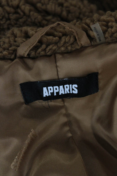 Apparis Women Brown Pea Coat Collared 3/4 Sleeve Button 100% Polyester Size PP