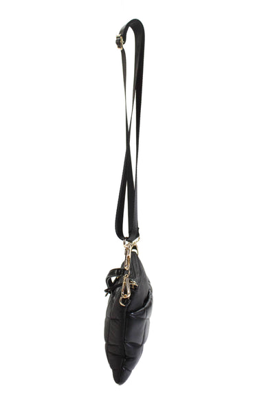 Sondra Roberts Womens Faux Leather Quilted Crossbody Shoulder Handbag Black