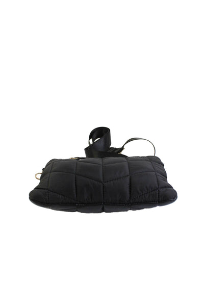 Sondra Roberts Womens Faux Leather Quilted Crossbody Shoulder Handbag Black