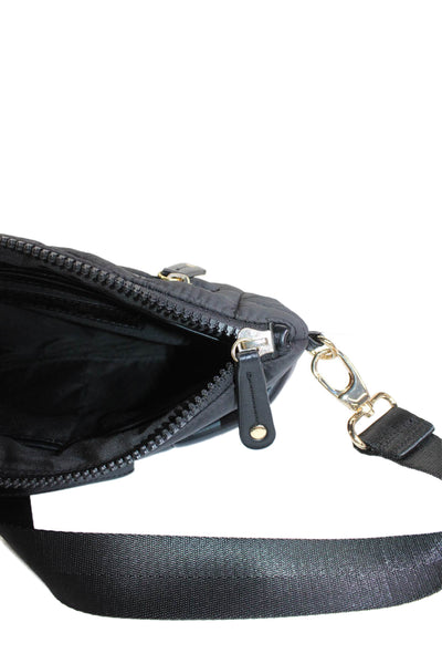 Sondra Roberts Womens Faux Leather Quilted Crossbody Shoulder Handbag Black