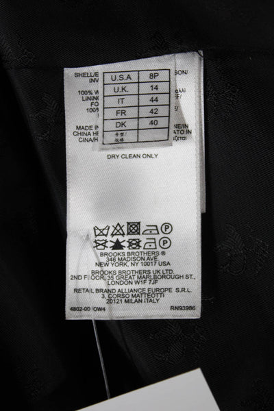 346 Brooks Brothers Women Black Wool Overcoat Tie Closure Size 8P