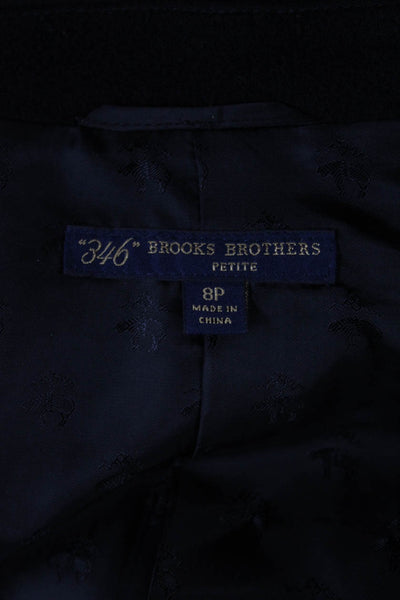 346 Brooks Brothers Women Black Wool Overcoat Tie Closure Size 8P