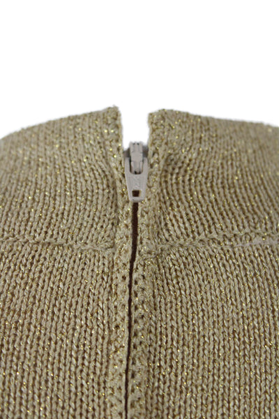 St. John Basics Unisex Beige Mock Neck Short Sleeve Pullover Sweater Size M