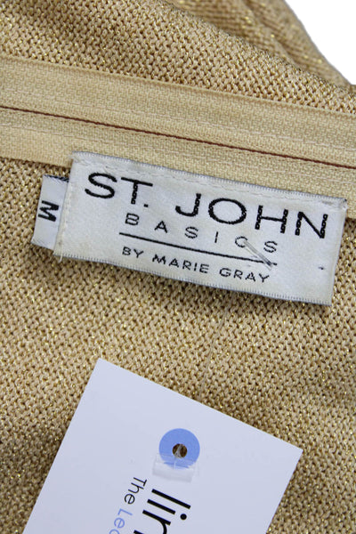 St. John Basics Unisex Beige Mock Neck Short Sleeve Pullover Sweater Size M