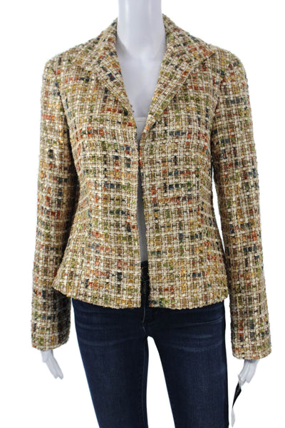 Lafayette 148 New York Womens Beige Collared Blazer Long Sleeve Size 8