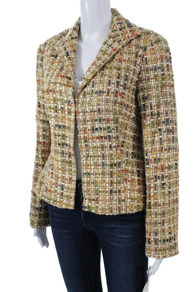 Lafayette 148 New York Womens Beige Collared Blazer Long Sleeve Size 8