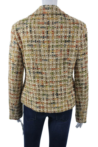 Lafayette 148 New York Womens Beige Collared Blazer Long Sleeve Size 8
