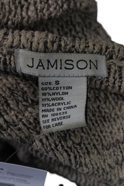 Jamison Unisex Beige V Neck Army Cardigan Sweater Long Sleeve Size S