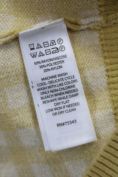 Joie Unisex Yellow V-Neck Check Cardigan Sweater Button Closure Size L