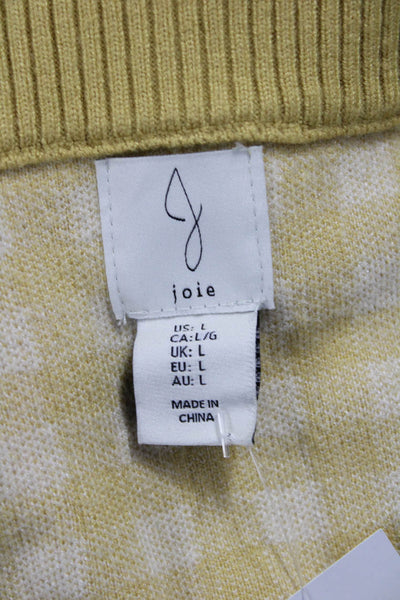 Joie Unisex Yellow V-Neck Check Cardigan Sweater Button Closure Size L