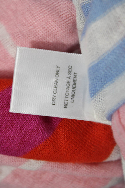Joie Unisex Orange Striped Linen Pullover Sweater Round Neck Long Sleeve Size M