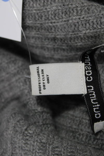 Autumn Cashmere Unisex Striped Turtleneck Cashmere Pullover Gray Size M
