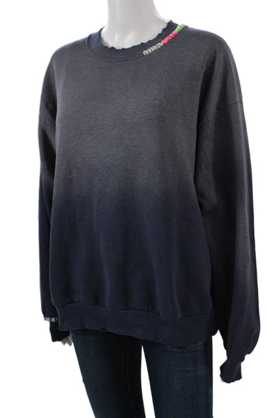 I.S.MB.S Womens Dark Blue Cotton Pullover Sweatshirt Long Sleeve Grunge Size M
