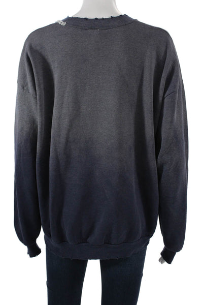 I.S.MB.S Womens Dark Blue Cotton Pullover Sweatshirt Long Sleeve Grunge Size M