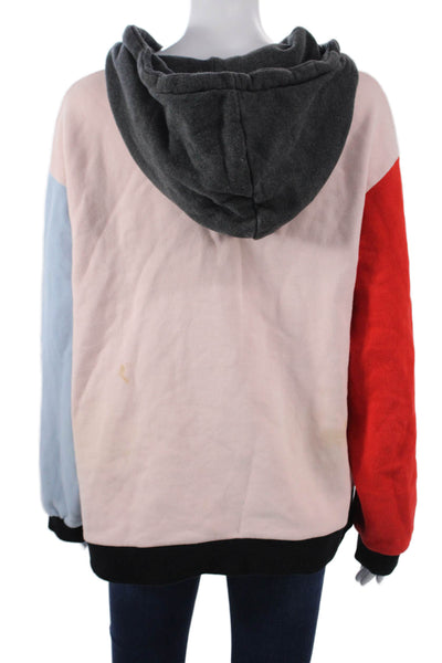 Etre Cecile Unisex Pullover Hoodie Pink Cotton Drawstring Long Sleeve Size L