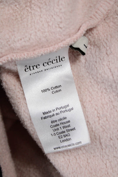 Etre Cecile Unisex Pullover Hoodie Pink Cotton Drawstring Long Sleeve Size L