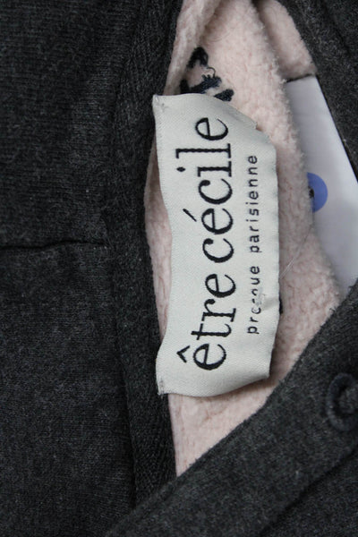 Etre Cecile Unisex Pullover Hoodie Pink Cotton Drawstring Long Sleeve Size L