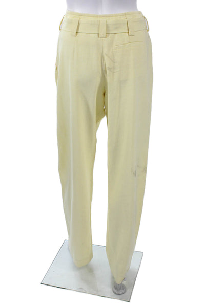 Cedric Charlier Women Paperbag Dress Pants Yellow Check 100% Cotton Size 6