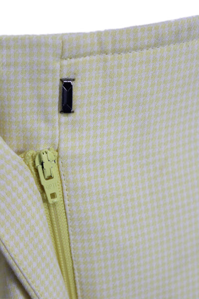 Cedric Charlier Women Paperbag Dress Pants Yellow Check 100% Cotton Size 6