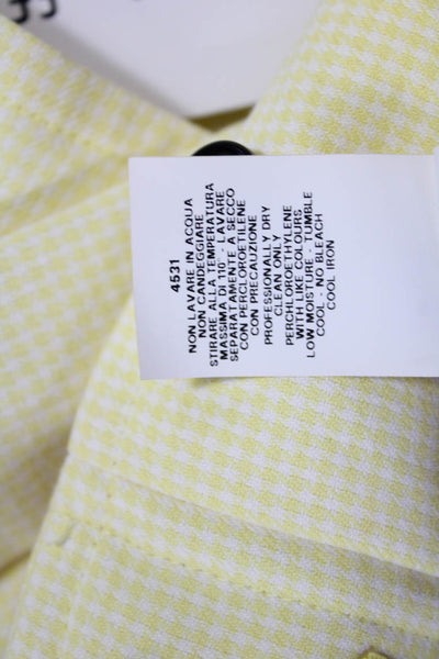 Cedric Charlier Women Paperbag Dress Pants Yellow Check 100% Cotton Size 6